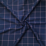 Bottomweight Check - Navy & Pink - Viscose Fabric