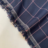 Bottomweight Check - Navy & Pink - Viscose Fabric