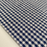 Seersucker Cotton Fabric - Dark Blue Gingham