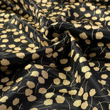 Fabric Godmother - Cloud Flower Black & Gold -  Satin Viscose Ecovera Fabric