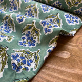 Indian Block Print - Blooming - Blue Lagoon