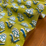 Indian Block Print - Blooming - Olive