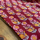 Indian Block Print - Blooming - Cherry