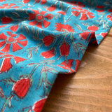 Indian Block Print - Blooming - Crimson Tide