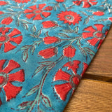 Indian Block Print - Blooming - Crimson Tide