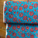 Indian Block Print - Blooming - Crimson Tide