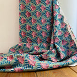 Indian Block Print - Blooming - Peony Mint
