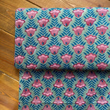 Indian Block Print - Blooming - Peony Mint