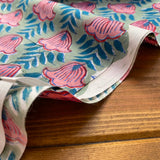 Indian Block Print - Blooming - Peony Mint