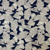 Viscose Gingko Print  - Navy