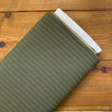 Linen Viscose Fabric - Olive Pinstripe