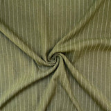 Linen Viscose Fabric - Olive Pinstripe