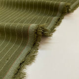 Linen Viscose Fabric - Olive Pinstripe