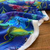Sea Blue Floral - Viscose Fabric