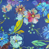 Sea Blue Floral - Viscose Fabric