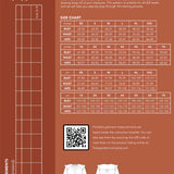 size guide and fabric requirements for the davenport dress sewing pattern from Friday Pattern Company.
