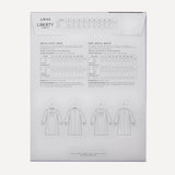size guide and fabric requirements for the  Bertie Shift Dress pattern from Liberty Sewing Patterns.