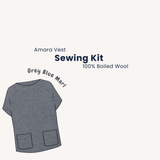 Sewing Kit - Tessuti Amara Vest in Boiled Wool Fabric - Grey Blue Marl