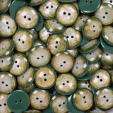 15mm 2 hole - Mottled Green - Button