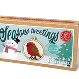 The Crafty Kit Company - Red Robin Mini Matchbox Christmas Cross Stitch Kit