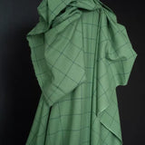 Green Maze Check - Cotton Linen Fabric - Oeko-Tex Certified 100
