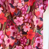 Cotton Satin Digital Flower Fabric In Fuchsia