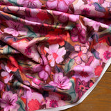 Cotton Satin Digital Flower Fabric In Fuchsia