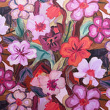 Cotton Satin Digital Flower Fabric In Fuchsia