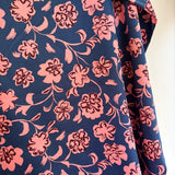 Cotton Satin Flower Fabric in Blue