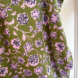Cotton Satin Flower Fabric in Green