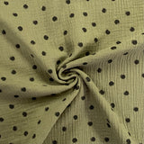 Khaki Spot Double Gauze - Cotton Fabric - Oeko-Tex-Standard 100