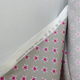 Pink Stars Grey - Cotton Fabric