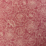 Pink Rose Line Art - Cotton Fabric -  Oeko-Tex Standard 100