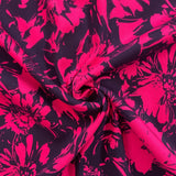 Bright Pink Big Flowers - Viscose Fabric