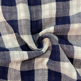 Navy Check Double Sided - Double Gauze - Cotton Fabric