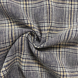 Grey Crinkly Check - Cotton Linen Fabric