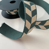 36mm Herringbone - Green/Natural - Webbing