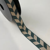 36mm Herringbone - Green/Natural - Webbing