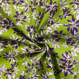 Purple on Lime - Cotton Lawn Fabric