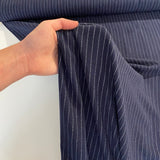 Linen Viscose Fabric - Navy Pinstripe