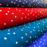 Navy Polka Dot - Viscose Fabric