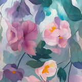 Viscose Radiance Digital Flowers In Blue