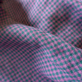 Yarn Dyed Washed Linen  - Minty Pink Gingham