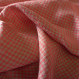 Yarn Dyed Washed Gingham Linen  - Peaches & Cream