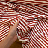 Yarn Dyed Striped Jersey Fabric In Brick