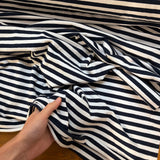 Yarn Dyed Striped Jersey Fabric In Navy
