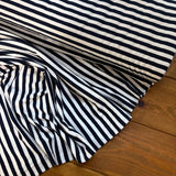 Yarn Dyed Striped Jersey Fabric In Navy