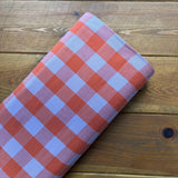 Yarn Dyed Washed Cotton Check Fabric in Lilac & Coral