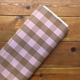 Yarn Dyed Washed Cotton Check Fabric in Pink & Camel