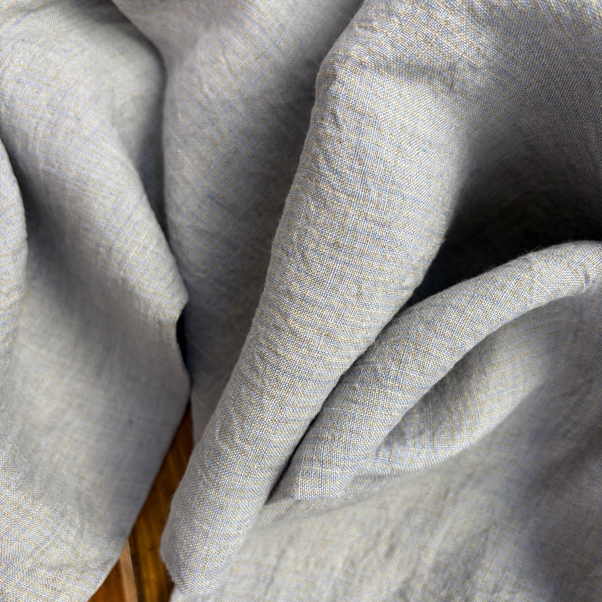 Yarn Dyed Washed Linen - Grey Micro Check